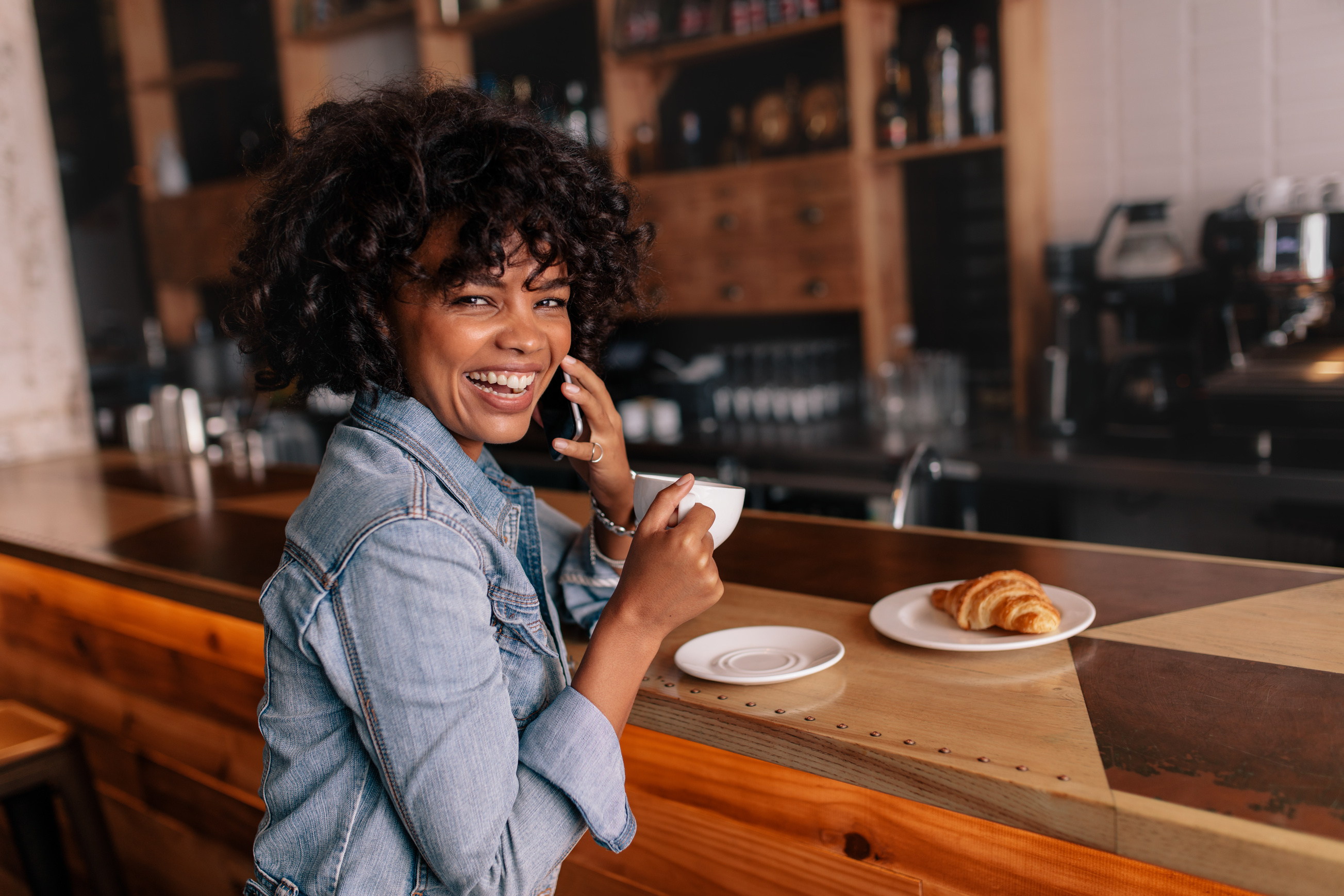 Laughing Woman at Cafe